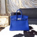 Imitation Hermes Birkin 25cm Togo Calfskin Bag Handstitched Palladium Hardware, Blue Electric 7T RS20334