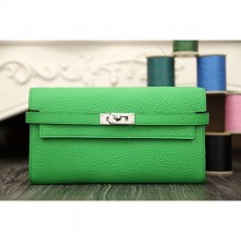 Replica Top Hermes Kelly Longue Wallet In Bamboo Clemence Leather RS07873
