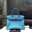 High Quality Hermes Birkin 30cm Togo Calfskin Bag Handstitched Palladium Hardware, Blue Turqouise 7B RS03006