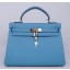 Imitation Hermes Kelly 28cm Togo Calfskin Bag Handstitched Palladium Hardware, Lagon Blue 7V RS10773