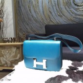 Hermes Constance 23cm Epsom Calfskin Handstitched Palladium Hardware, Blue Izmir 7W RS10860