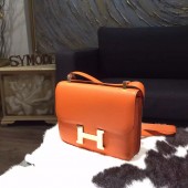 Hermes Constance 23cm Epsom Calfskin Original Leather Handstitched Gold Hardware, Orange CK93 RS01215
