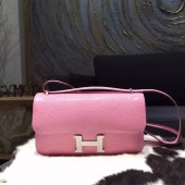 Hermes Constance Elan 23cm Lizard Skin Palladium Hardware Handstitched, Pink 5P RS20276